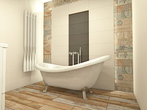 Łazienka Styl Rustykalny - Mała łazienka z oknem, styl rustykalny - zdjęcie od Combikol