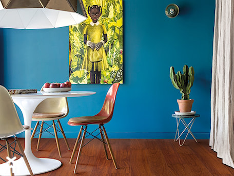 Aranżacje wnętrz - Jadalnia: Podłoga laminowana Largo - Mała niebieska jadalnia jako osobne pomieszczenie - Quick Step. Przeglądaj, dodawaj i zapisuj najlepsze zdjęcia, pomysły i inspiracje designerskie. W bazie mamy już prawie milion fotografii!