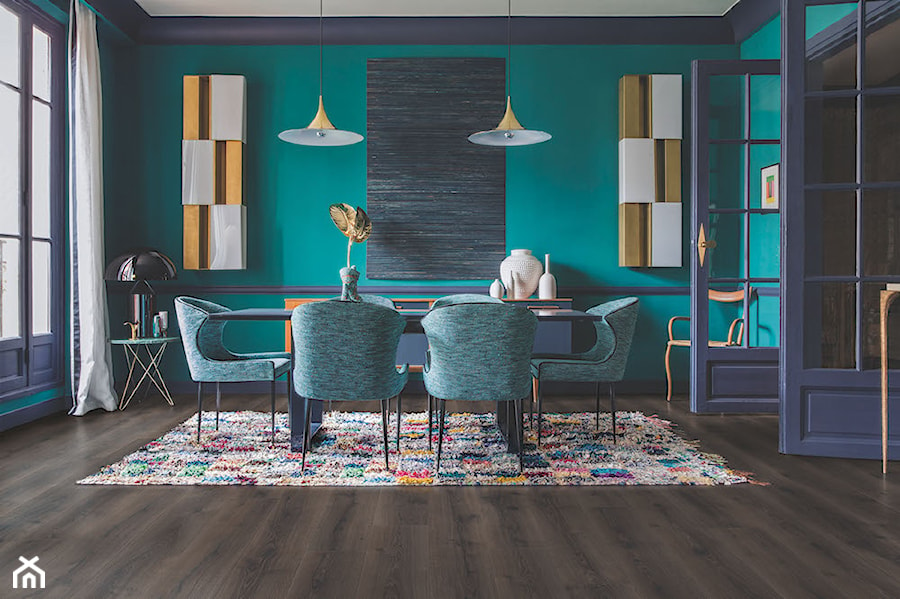 Podłoga laminowana Majestic - Średnia niebieska jadalnia jako osobne pomieszczenie - zdjęcie od Quick Step