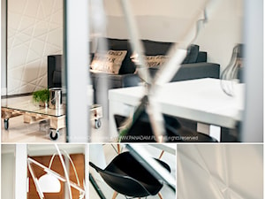 Salonowa rewolucja - Mały biały salon z jadalnią, styl nowoczesny - zdjęcie od Arkadiusz Grzędzicki projektowanie wnętrz