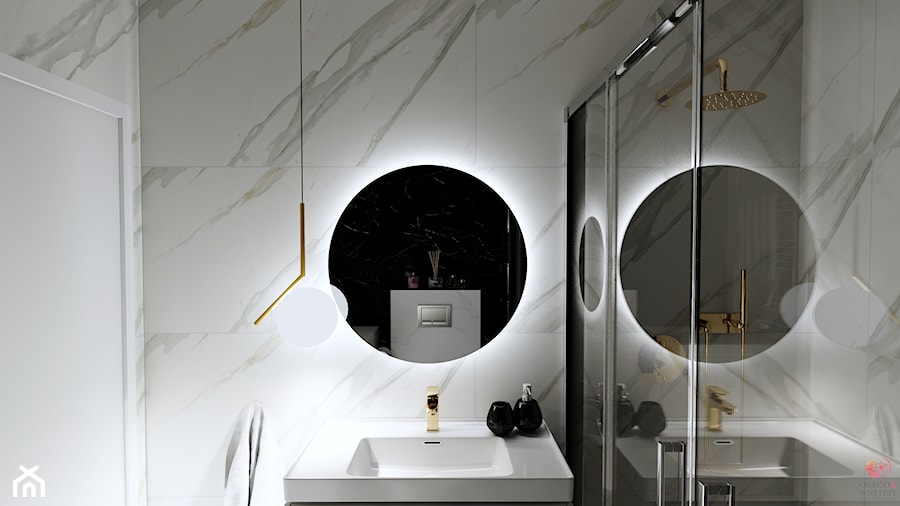 Niewielka łazienka z elementami złota / Stargard - Łazienka, styl glamour - zdjęcie od OGRÓD & WNĘTRZE
