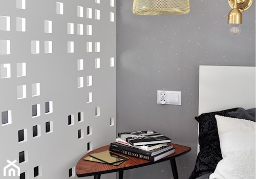 Kawalerka - szarość ze złotą miką - Szara sypialnia, styl nowoczesny - zdjęcie od DelaBartman