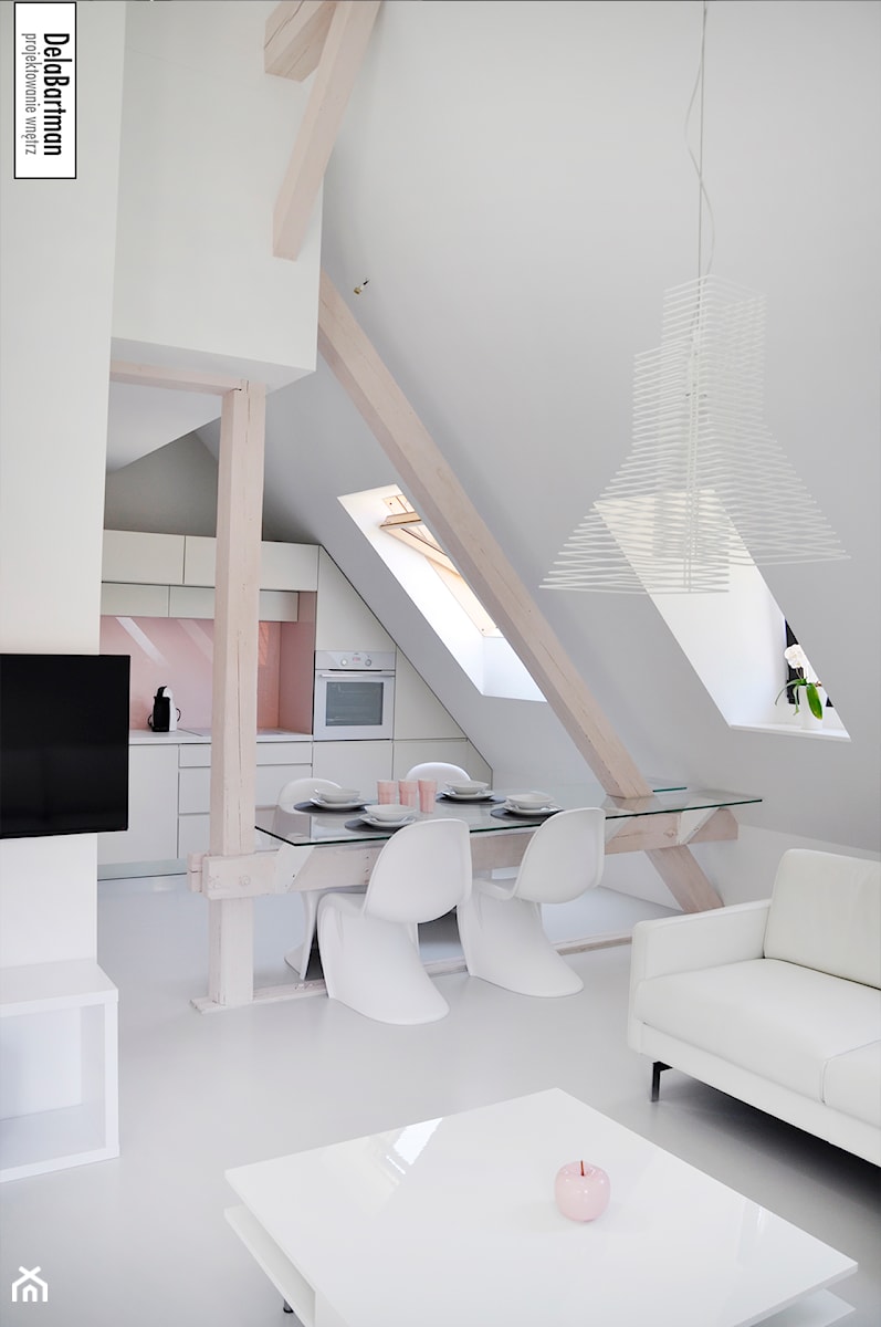 Apartament do wynajęcia Oświęcim II - Średnia biała jadalnia w kuchni, styl minimalistyczny - zdjęcie od DelaBartman