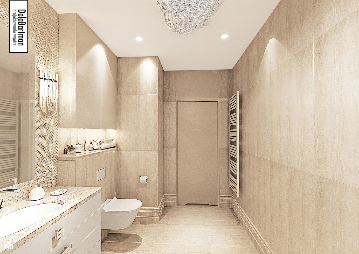 Trawertynowa łazienka w klasycznym stylu - zdjęcie od DelaBartman - Homebook