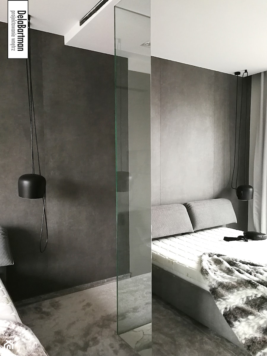Apartmanet w Krakowie - Mała szara sypialnia, styl nowoczesny - zdjęcie od DelaBartman