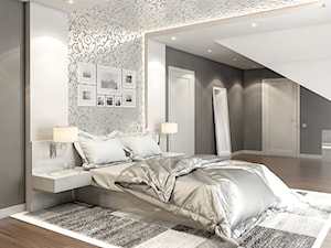 Duża szara sypialnia na poddaszu, styl glamour - zdjęcie od OneArtStudio