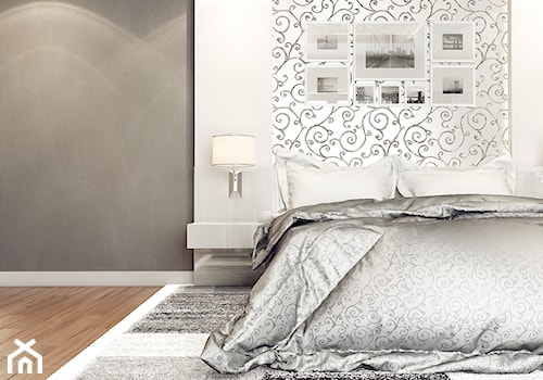Średnia biała szara sypialnia, styl glamour - zdjęcie od OneArtStudio