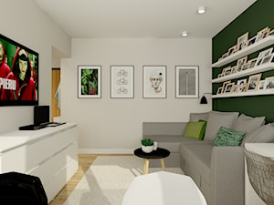 Salon z zieloną ścianą - zdjęcie od Feel-Project