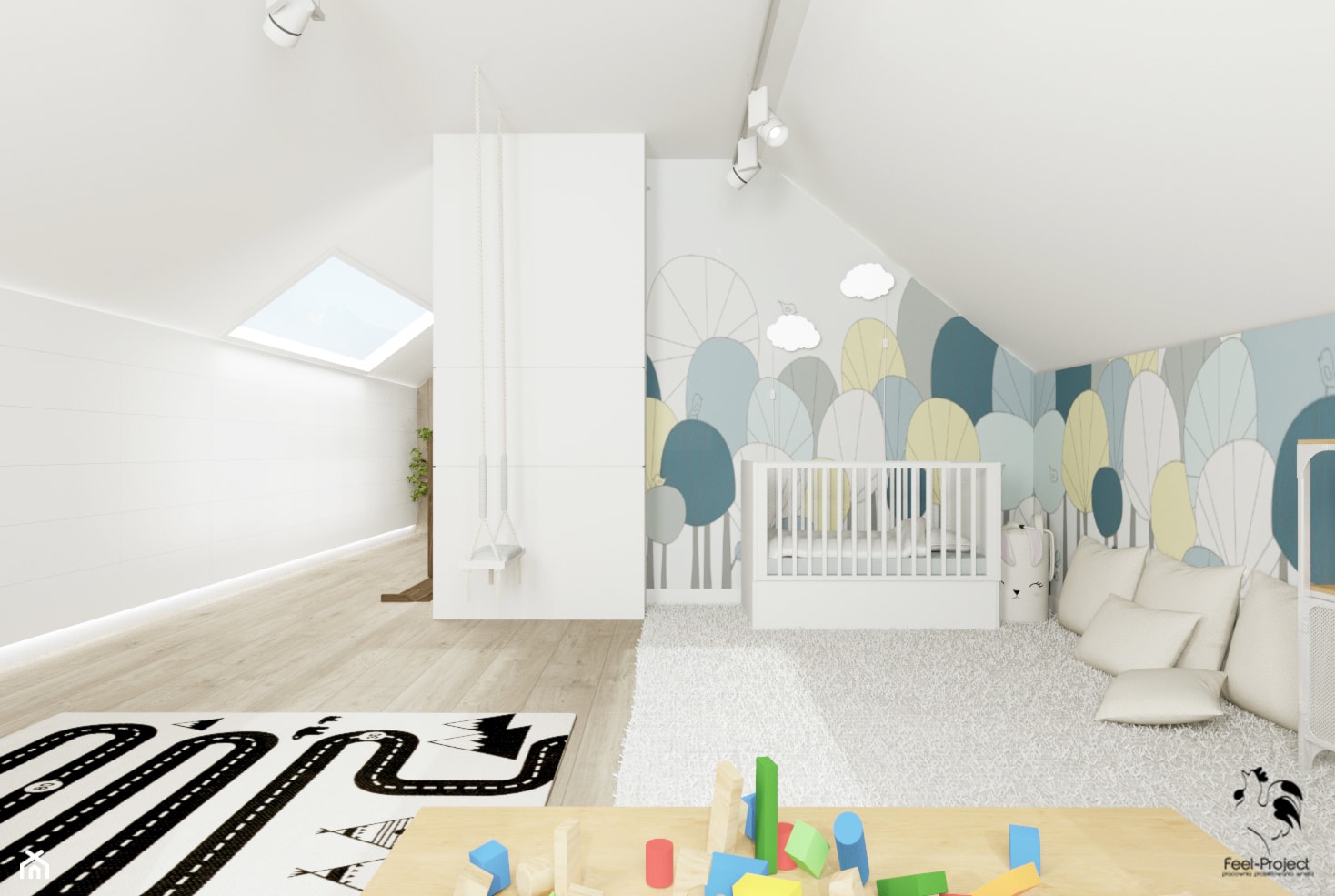 Łagodny w formie i kolorach styl skandynawski - antresola w domu jednorodzinnym - zdjęcie od Feel-Project - Homebook