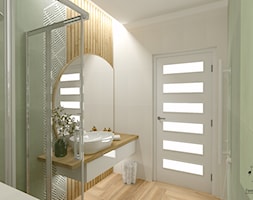 Zielona łazienka z dodatkiem drewna - zdjęcie od Feel-Project - Homebook