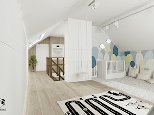 Łagodny w formie i kolorach styl skandynawski – antresola w domu jednorodzinnym