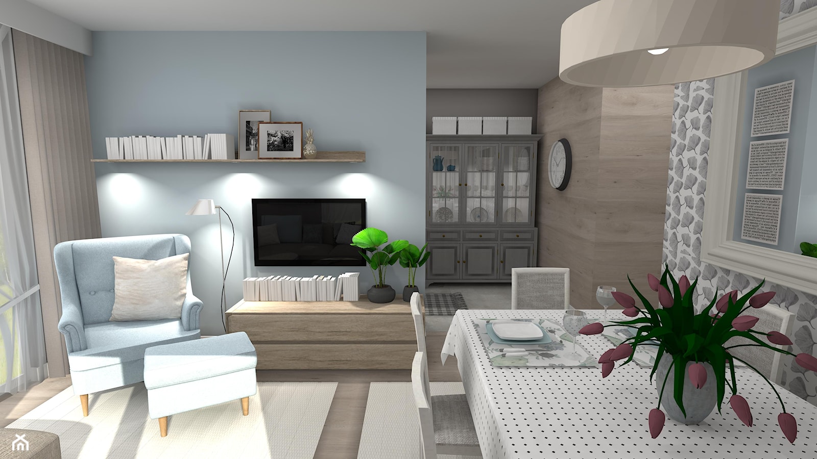 Kobiece wnętrze: beżowo-błękitne mieszkanie - zdjęcie od Feel-Project - Homebook