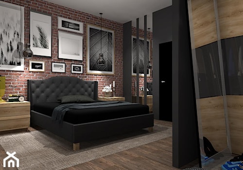 Mieszkanie 50m2 - Średnia czarna sypialnia, styl nowoczesny - zdjęcie od Feel-Project