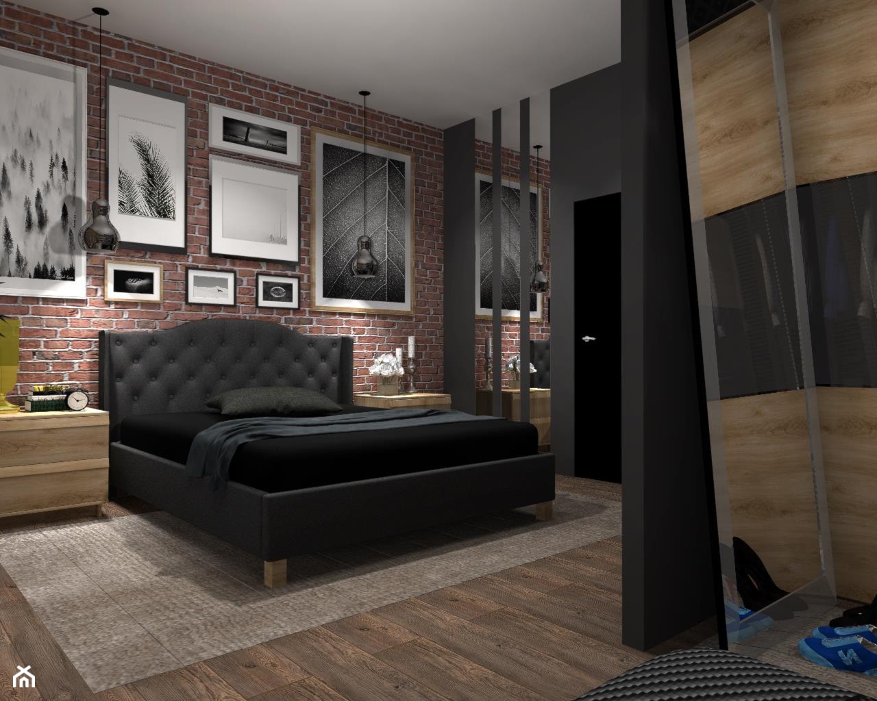 Mieszkanie 50m2 - Średnia czarna sypialnia, styl nowoczesny - zdjęcie od Feel-Project - Homebook