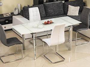 Krzesła na płozach - Średnia beżowa jadalnia w salonie, styl nowoczesny - zdjęcie od Meble.pl