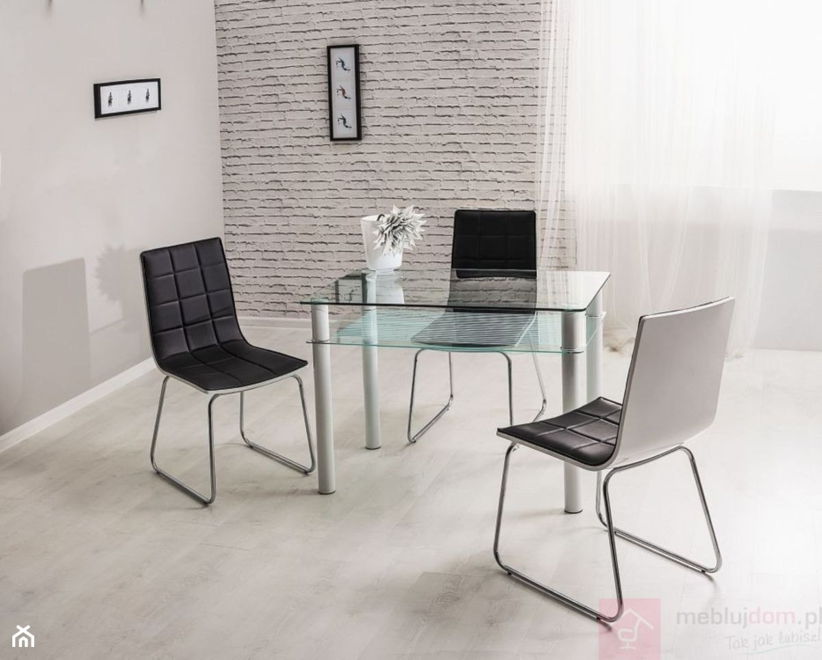 Szklany Stół - Mała szara jadalnia jako osobne pomieszczenie, styl nowoczesny - zdjęcie od Meble.pl - Homebook