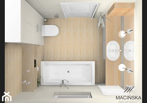 Skandynawskie łazienki w Zalasewie - Średnia na poddaszu łazienka z oknem, styl skandynawski - zdjęcie od MACIŃSKA ARCHITEKCI