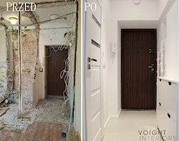 Zdjęcia z metamorfozy mieszkania 36m2 w Warszawie - Średni z wieszakiem biały hol / przedpokój, sty ... - zdjęcie od Voight Interiors - Homebook