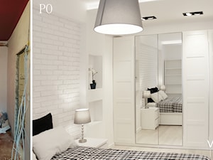 Zdjęcia z metamorfozy mieszkania 36m2 w Warszawie - Średnia biała sypialnia, styl glamour - zdjęcie od Voight Interiors