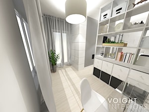 Sypialnia z aneksem do pracy - Średnie szare biuro, styl skandynawski - zdjęcie od Voight Interiors