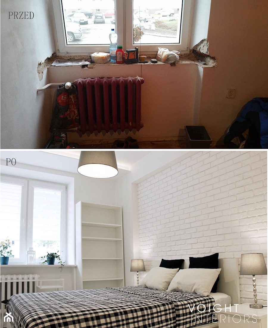 Zdjęcia z metamorfozy mieszkania 36m2 w Warszawie - Sypialnia, styl glamour - zdjęcie od Voight Interiors