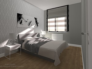 Aranżacja mieszkania - Średnia szara sypialnia, styl nowoczesny - zdjęcie od SUARE STUDIO Natalia Margraf-Wojciechowska