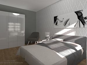 Aranżacja mieszkania - Średnia czarna szara sypialnia, styl nowoczesny - zdjęcie od SUARE STUDIO Natalia Margraf-Wojciechowska