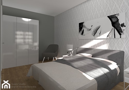 Aranżacja mieszkania - Średnia czarna szara sypialnia, styl nowoczesny - zdjęcie od SUARE STUDIO Natalia Margraf-Wojciechowska
