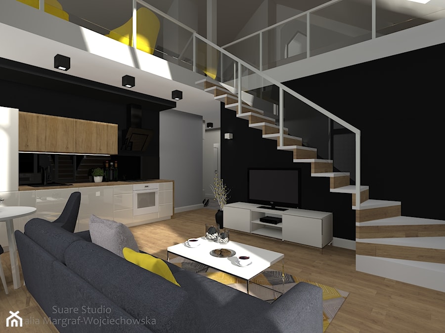Mieszkanie z antresolą - Salon, styl nowoczesny - zdjęcie od SUARE STUDIO Natalia Margraf-Wojciechowska