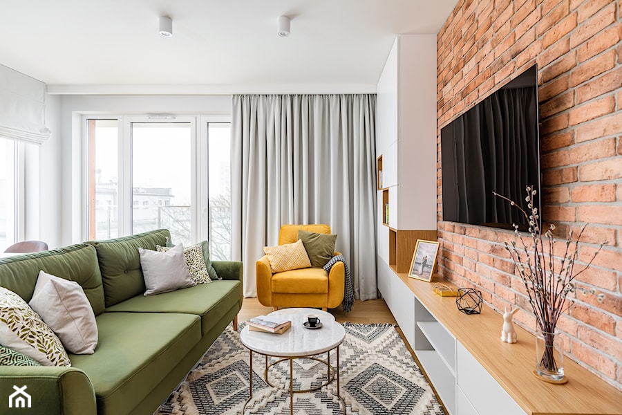 Mieszkanie we Włochach 65m2 - Salon, styl nowoczesny - zdjęcie od MODIFY - Architektura Wnętrz