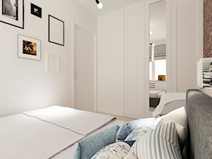 Projekt małego mieszkania - Warszawa Śródmieście - Mała biała sypialnia, styl skandynawski - zdjęcie od MODIFY - Architektura Wnętrz