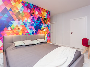 Kolorowe mieszkanie na Mokotowie - Średnia biała z biurkiem sypialnia, styl nowoczesny - zdjęcie od MODIFY - Architektura Wnętrz