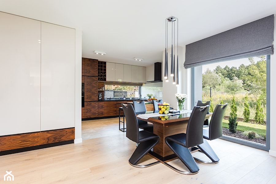 Dom w Markach 207m - Duża biała jadalnia w kuchni, styl nowoczesny - zdjęcie od MODIFY - Architektura Wnętrz
