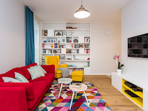 Kolorowe mieszkanie na Mokotowie - Średni biały salon, styl nowoczesny - zdjęcie od MODIFY - Architektura Wnętrz