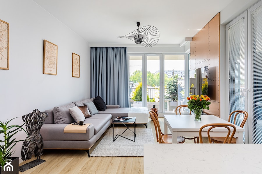 Mieszkanie na Woli 71m2 - Salon, styl nowoczesny - zdjęcie od MODIFY - Architektura Wnętrz