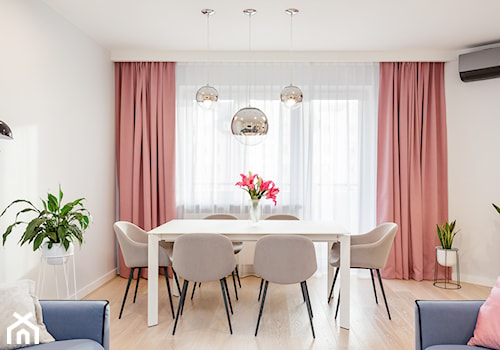 Apartament na Ursynowie 110m2 - Średnia szara jadalnia w salonie, styl nowoczesny - zdjęcie od MODIFY - Architektura Wnętrz