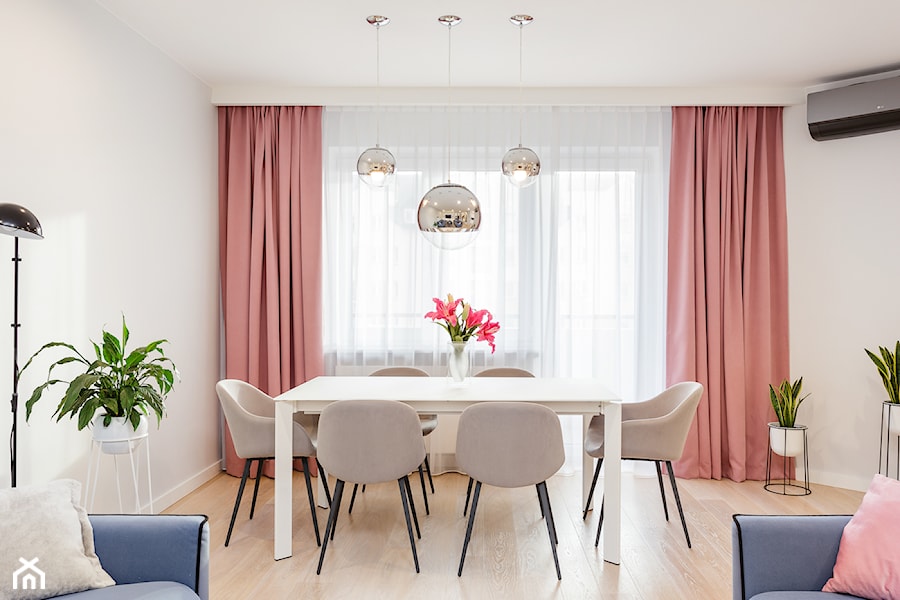 Apartament na Ursynowie 110m2 - Średnia szara jadalnia w salonie, styl nowoczesny - zdjęcie od MODIFY - Architektura Wnętrz
