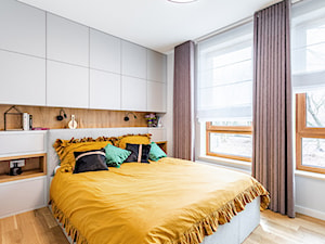 Mieszkanie 60m2 Warszawa (Włochy) - Średnia szara szary sypialnia, styl nowoczesny - zdjęcie od MODIFY - Architektura Wnętrz