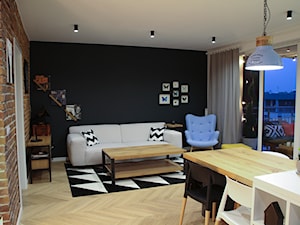 Moje Pierwsze M - 53.5 m2 - Sląsk - Średni czarny salon z jadalnią, styl nowoczesny - zdjęcie od Grzegorz - Mały Inwestor