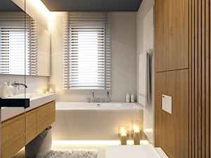 WARSZAWA 170m2 - Mała na poddaszu z lustrem łazienka z oknem, styl nowoczesny - zdjęcie od ICONDESIGN