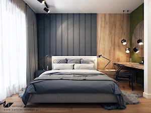 Klimatyczne mieszkanie w Krakowie 3 - Średnia beżowa czarna z biurkiem sypialnia, styl nowoczesny - zdjęcie od BEFORECONCEPT