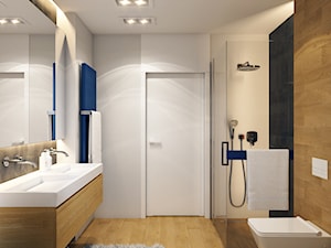 WARSZAWA 170m2 - Średnia bez okna z lustrem z dwoma umywalkami z punktowym oświetleniem łazienka, styl nowoczesny - zdjęcie od ICONDESIGN