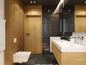 WARSZAWA 170m2 - Mała na poddaszu bez okna z dwoma umywalkami łazienka, styl nowoczesny - zdjęcie od BEFORECONCEPT