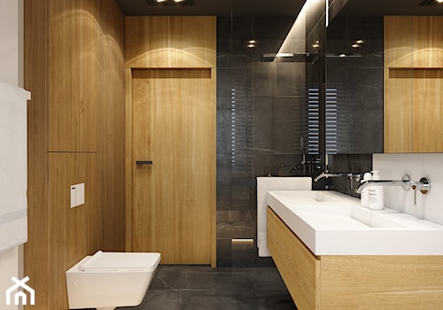 WARSZAWA 170m2 - Mała na poddaszu bez okna z dwoma umywalkami łazienka, styl nowoczesny - zdjęcie od ICONDESIGN