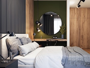 Klimatyczne mieszkanie w Krakowie 3 - Średnia czarna zielona sypialnia, styl nowoczesny - zdjęcie od ICONDESIGN