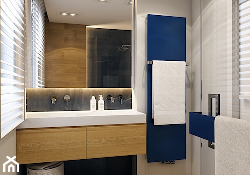 WARSZAWA 170m2 - Średnia na poddaszu z dwoma umywalkami łazienka z oknem, styl nowoczesny - zdjęcie od ICONDESIGN