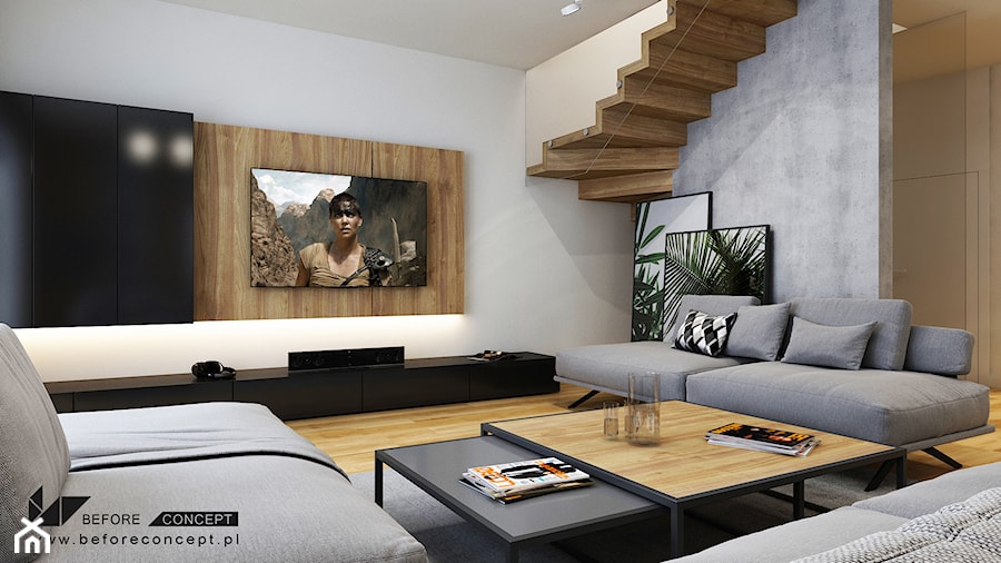 Salon widok na ścianę TV - zdjęcie od ICONDESIGN