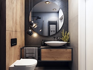 Mała bez okna z lustrem z punktowym oświetleniem łazienka, styl industrialny - zdjęcie od ICONDESIGN