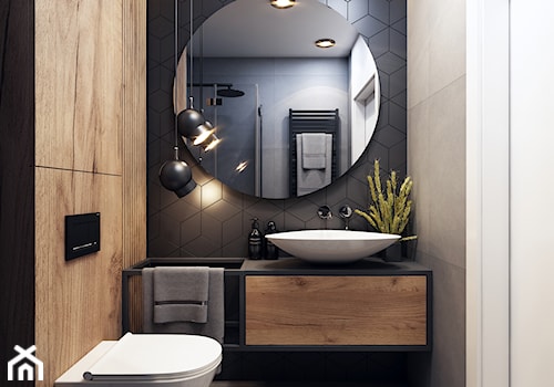 Mała bez okna z lustrem z punktowym oświetleniem łazienka, styl industrialny - zdjęcie od BEFORECONCEPT