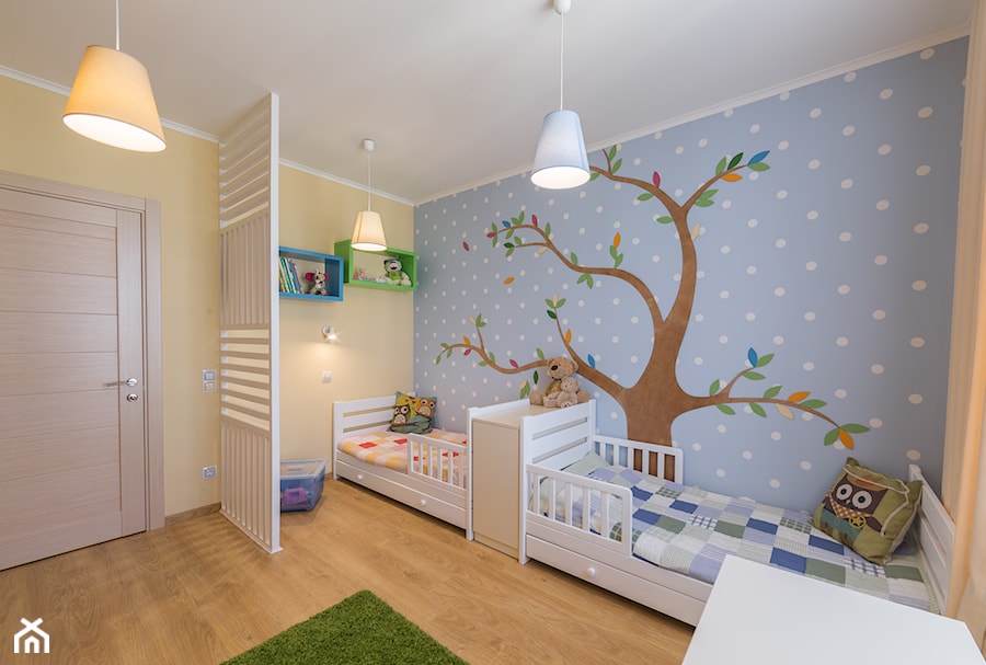 Mieszkanie w Kijowie - Średni beżowy niebieski pokój dziecka dla dziecka dla nastolatka dla chłopca dla dziewczynki dla rodzeństwa - zdjęcie od Tarasenko